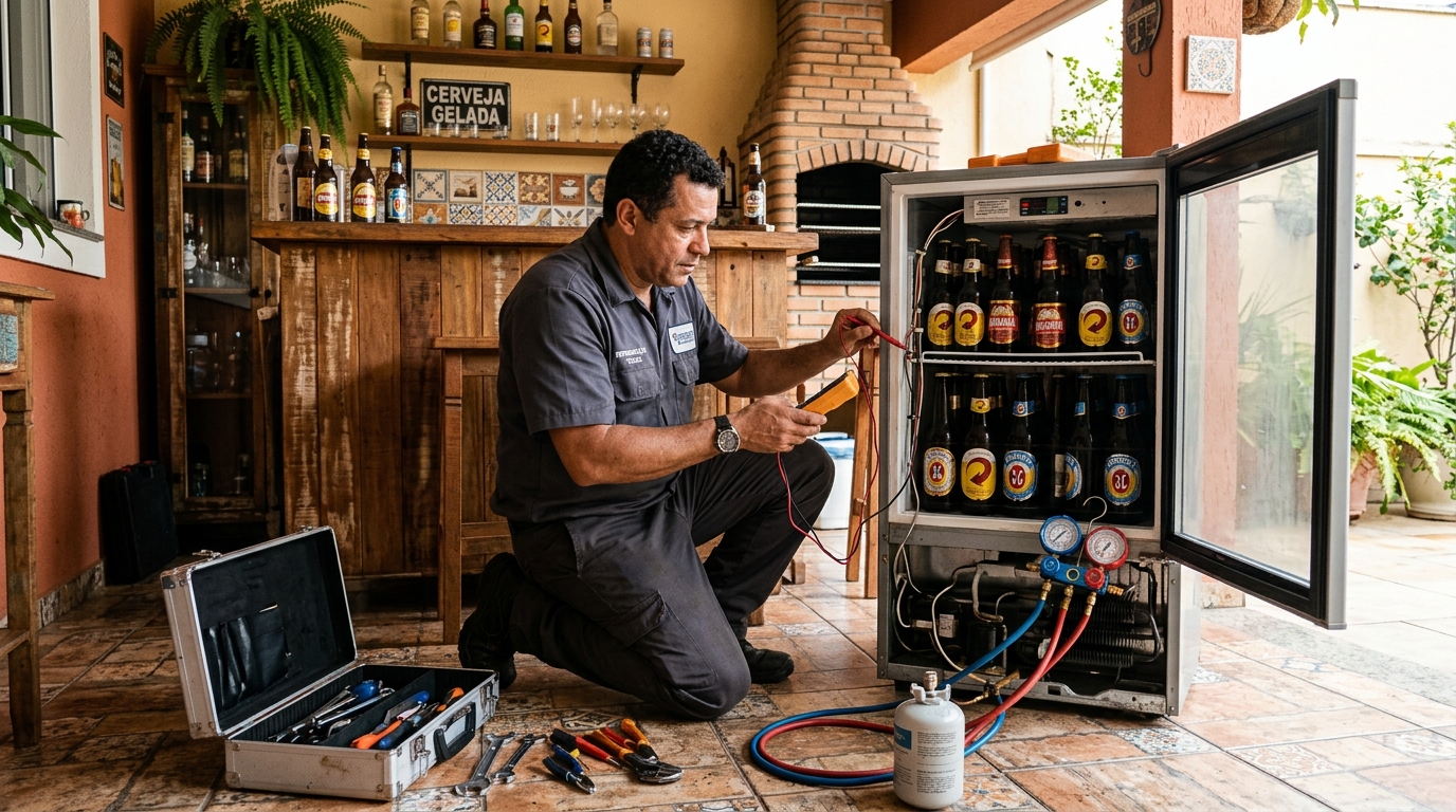 Recarga de gás refrigerante de cervejeira em Sorocaba‑SP